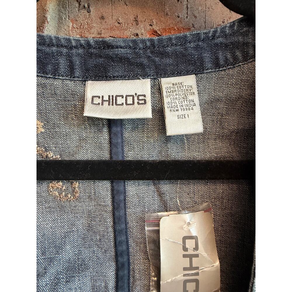 Chico's Jean Embroidered Jacket Size 1 Medium NWT - Picture 5 of 8